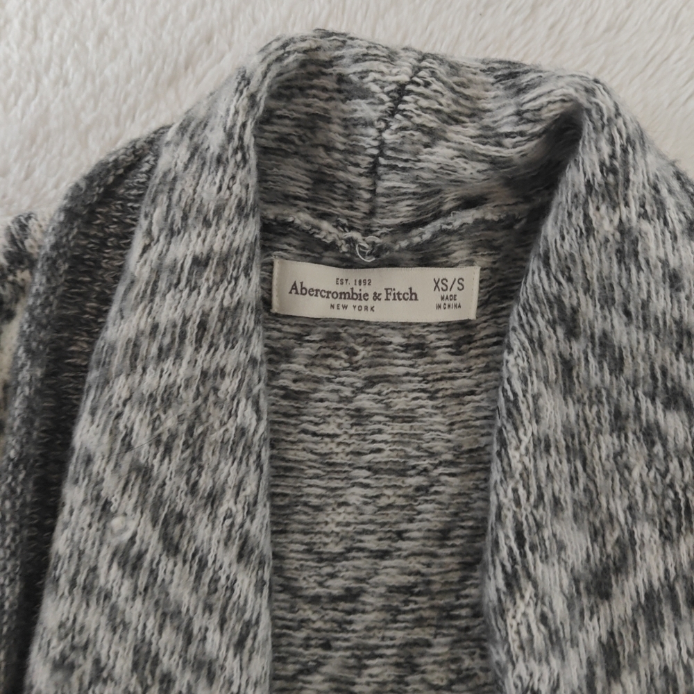 Abercrombie & Fitch Womens Cardigan Sweater Knit White Gray Open Front Draped S - Picture 5 of 6